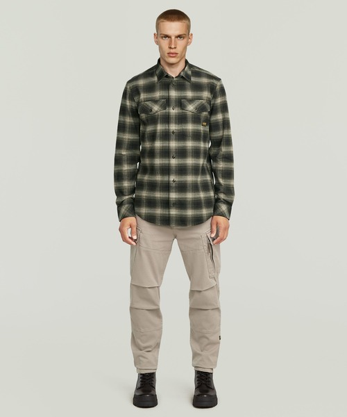 G-STAR(ジースター)の「MARINE SLIM SHIRT/ミリタリーディテールライトウェイトチェックシャツ(シャツ/ブラウス・メンズ・ダークブルー/グリーン系その他・MEDIUM/LARGE/SMALL/X-SMALL/X-LARGE)」の3枚目の写真