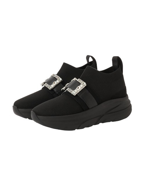 +diana(プラスダイアナ)の「新色入荷!【軽量・撥水加工】クリスタルバックル ニットソックススニーカー(スリッポン・レディース・ブラック/アイボリー・21.5cm/25.5cm/25.0cm/24.5cm/24.0cm/23.5cm/23.0cm/22.5cm/22.0cm)」の3枚目の写真