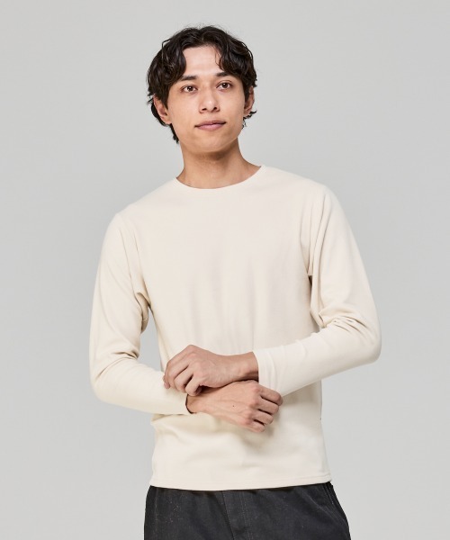 KRIFF MAYER(クリフメイヤー)の「【ストレッチ】もちのびクルーネックインナー長袖(Tシャツ/カットソー・メンズ・ブラック/グレー/ナチュラル・X-LARGE/LARGE/MEDIUM/SMALL)」の1枚目の写真