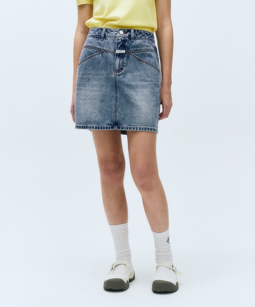 W STRAIGHT DENIM MINI SKIRT（スカート）｜MARITHE + FRANCOIS