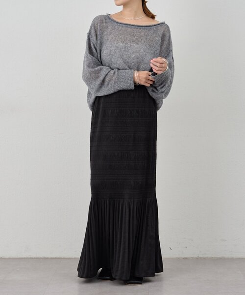 SHENERY（シーナリー）の「《揺れ動くシルエット》プリーツマキシスカート（スカート・レディース・ブラック/ベージュ・38/36）」の3枚目の写真