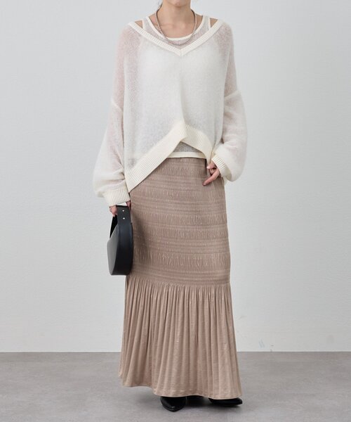 SHENERY（シーナリー）の「《揺れ動くシルエット》プリーツマキシスカート（スカート・レディース・ブラック/ベージュ・38/36）」の13枚目の写真