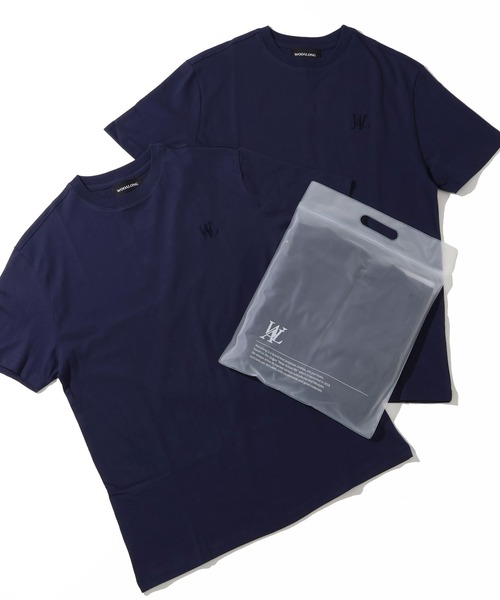 WOOALONG（ウアロン）の「【WOOALONG/ウアロン】2Pack Short Sleeve Cotton Tshirt /刺繍ロゴ 半袖Tシャツ【2枚組】（Tシャツ/カットソー・メンズ・グレー/ブラック/ネイビー/ホワイト・S/M/L）」の2枚目の写真