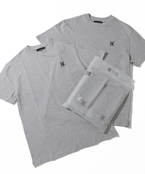WOOALONG（ウアロン）の「【WOOALONG/ウアロン】2Pack Short Sleeve Cotton Tshirt /刺繍ロゴ 半袖Tシャツ【2枚組】（Tシャツ/カットソー・メンズ・グレー/ブラック/ネイビー/ホワイト・S/M/L）」の4枚目の写真