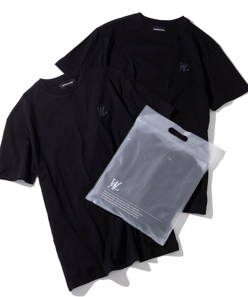 WOOALONG（ウアロン）の「【WOOALONG/ウアロン】2Pack Short Sleeve Cotton Tshirt /刺繍ロゴ 半袖Tシャツ【2枚組】（Tシャツ/カットソー・メンズ・グレー/ブラック/ネイビー/ホワイト・S/M/L）」の3枚目の写真