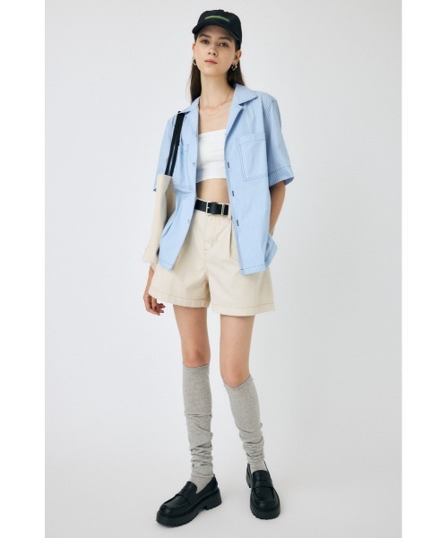 MOUSSY(マウジー)の「OPEN COLLAR シャツ(シャツ/ブラウス・レディース・ブルー系その他/ホワイト系その他・FREE)」の5枚目の写真