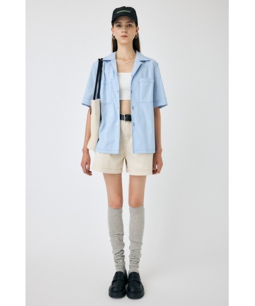 MOUSSY(マウジー)の「OPEN COLLAR シャツ(シャツ/ブラウス・レディース・ブルー系その他/ホワイト系その他・FREE)」の6枚目の写真
