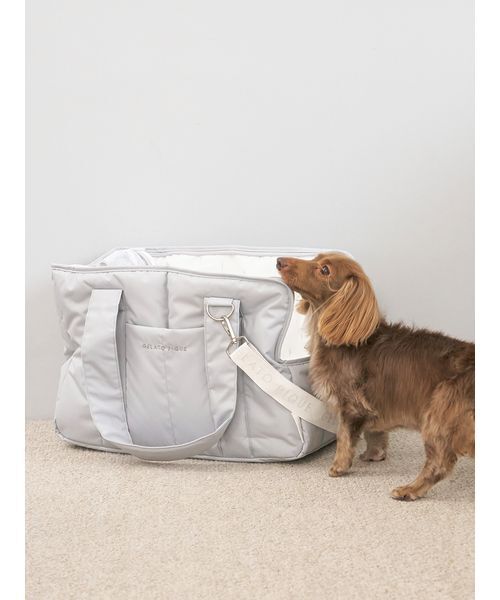 GELATO PIQUE キルティング　ペットキャリーバッグ グレー　ジェラピケ CAT&DOG】キルティングキャリーバック（ペット用キャリーケース