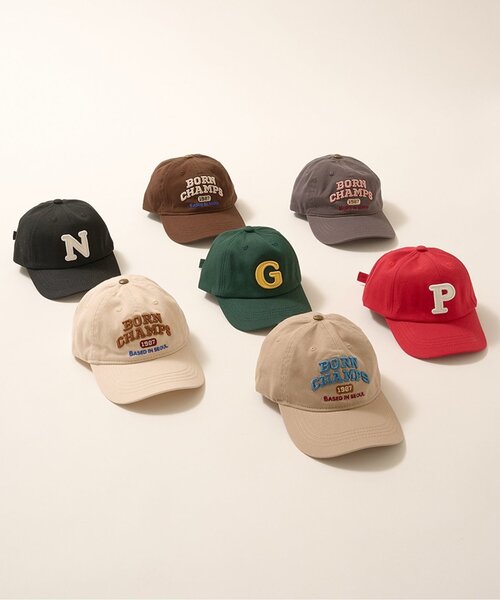 b・ROOM(ビールーム)の「アソートロゴアップリケキャップ(キャップ・キッズ・モスグリーン/レッド/ブラック・53cm)」の7枚目の写真