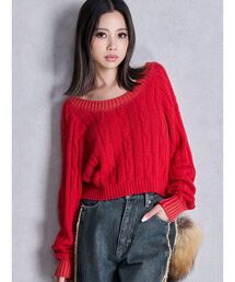 GYDA | オフショルブリーチニットトップス(ニット/セーター)