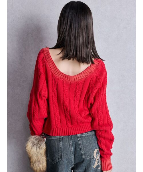 ニット セーター オフショルブリーチニットトップス レディース オフショルブリーチニットトップス（ニット/セーター）｜GYDA