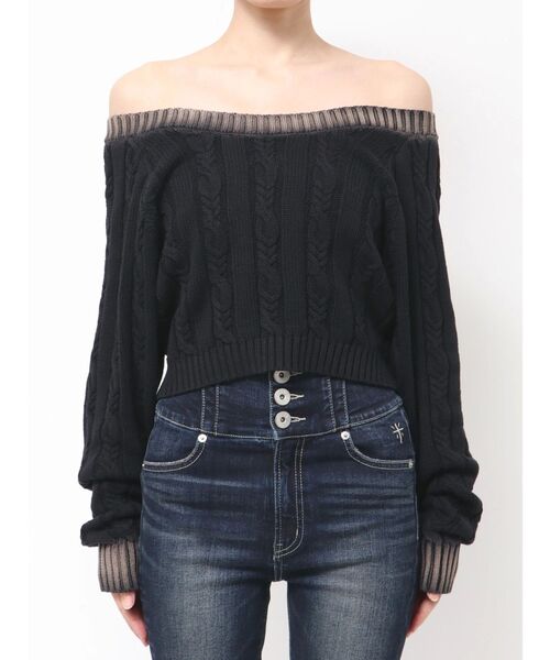 ニット セーター オフショルブリーチニットトップス レディース オフショルブリーチニットトップス（ニット/セーター）｜GYDA