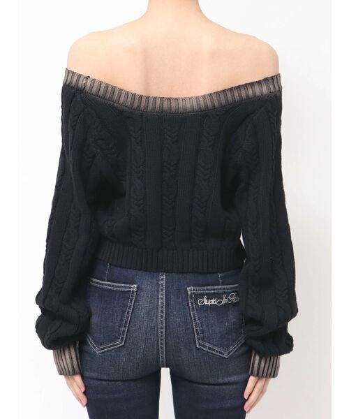 GYDA（ジェイダ）の「オフショルブリーチニットトップス（ニット/セーター・レディース・ブラック/レッド・FREE）」の9枚目の写真