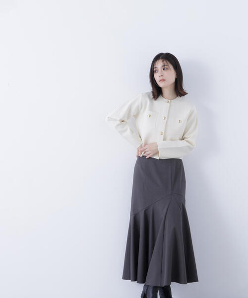 NATURAL BEAUTY BASIC(ナチュラルビューティーベーシック)の「◇アシメチェックマーメイドスカート(スカート・レディース・グレー系その他/ベージュ系その他・P/S/MEDIUM/SMALL)」の3枚目の写真
