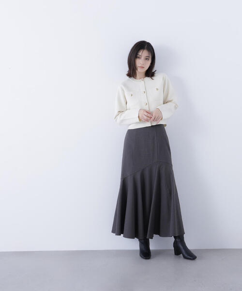 NATURAL BEAUTY BASIC(ナチュラルビューティーベーシック)の「◇アシメチェックマーメイドスカート(スカート・レディース・グレー系その他/ベージュ系その他・P/S/MEDIUM/SMALL)」の5枚目の写真