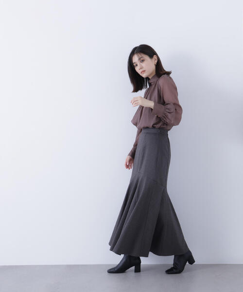 NATURAL BEAUTY BASIC(ナチュラルビューティーベーシック)の「◇アシメチェックマーメイドスカート(スカート・レディース・グレー系その他/ベージュ系その他・P/S/MEDIUM/SMALL)」の6枚目の写真