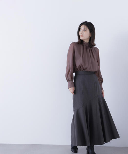 NATURAL BEAUTY BASIC(ナチュラルビューティーベーシック)の「◇アシメチェックマーメイドスカート(スカート・レディース・グレー系その他/ベージュ系その他・P/S/MEDIUM/SMALL)」の7枚目の写真