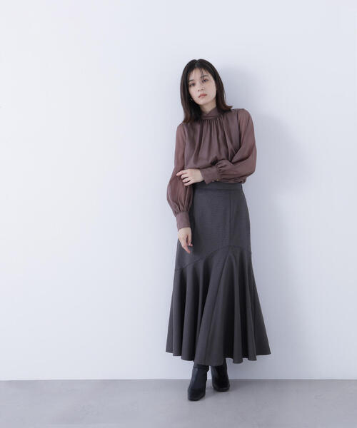 NATURAL BEAUTY BASIC(ナチュラルビューティーベーシック)の「◇アシメチェックマーメイドスカート(スカート・レディース・グレー系その他/ベージュ系その他・P/S/MEDIUM/SMALL)」の8枚目の写真