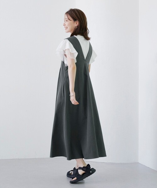 coen(コーエン)の「ポリツイル ジャンスカ(ジャンパースカート・レディース・ブラック/ベージュ/ダークグレー・L/M)」の8枚目の写真