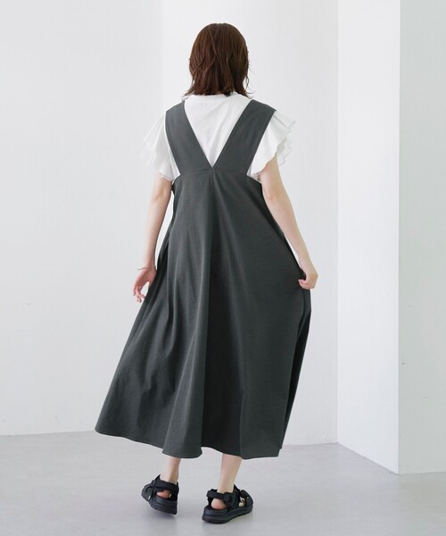 coen(コーエン)の「ポリツイル ジャンスカ(ジャンパースカート・レディース・ブラック/ベージュ/ダークグレー・L/M)」の9枚目の写真