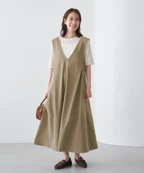 coen(コーエン)の「ポリツイル ジャンスカ(ジャンパースカート・レディース・ブラック/ベージュ/ダークグレー・L/M)」の11枚目の写真