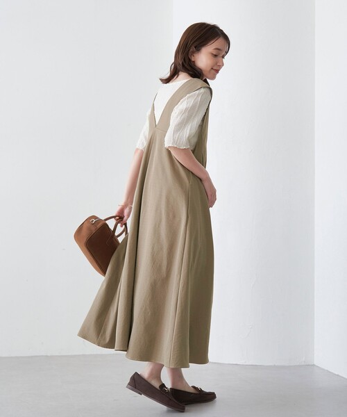 coen(コーエン)の「ポリツイル ジャンスカ(ジャンパースカート・レディース・ブラック/ベージュ/ダークグレー・L/M)」の10枚目の写真