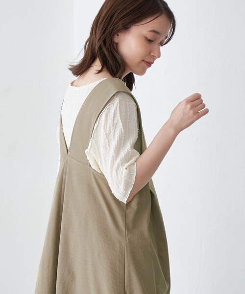 coen(コーエン)の「ポリツイル ジャンスカ(ジャンパースカート・レディース・ブラック/ベージュ/ダークグレー・L/M)」の16枚目の写真