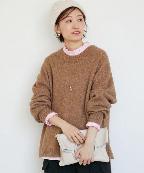 le.coeur blanc(ルクールブラン)の「《WEB限定アイテム》ワイドシルエットクルーネックプルオーバー(ニット/セーター・レディース・アイボリー/サックスブルー/ベージュ/ライトグレー/ブラック・38)」の1枚目の写真