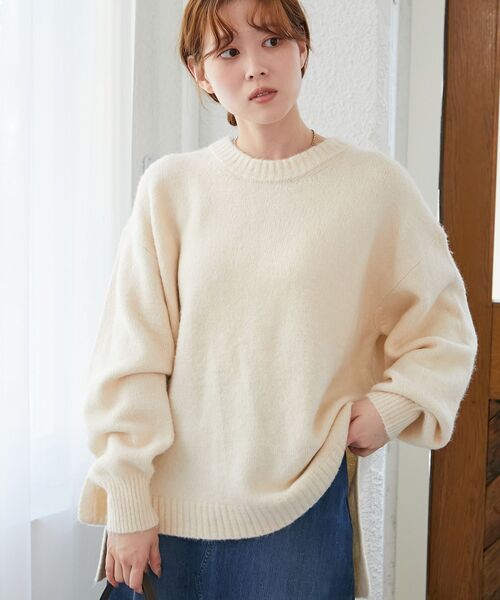 le.coeur blanc(ルクールブラン)の「《WEB限定アイテム》ワイドシルエットクルーネックプルオーバー(ニット/セーター・レディース・アイボリー/サックスブルー/ベージュ/ライトグレー/ブラック・38)」の16枚目の写真
