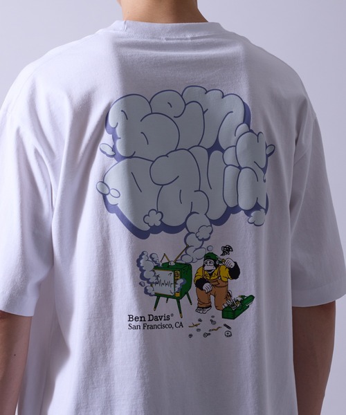 BEN DAVIS（ベンデイビス）の「【BENDAVIS別注】j.n.r.d/ブローキンTV Tシャツ（Tシャツ/カットソー・メンズ・ホワイト/チャコールグレー/カーキ・LL/M/L）」の7枚目の写真