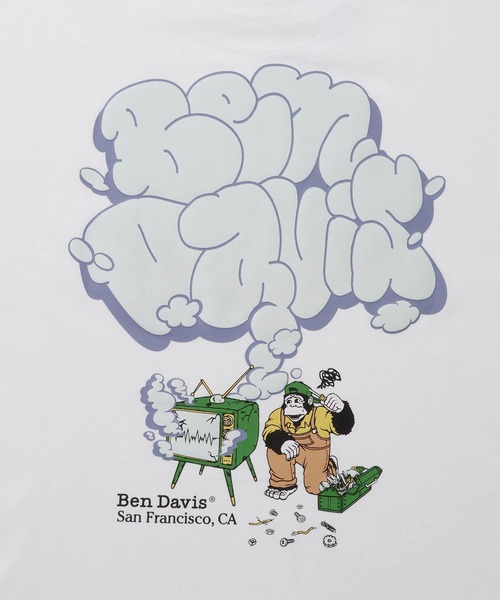 BEN DAVIS（ベンデイビス）の「【BENDAVIS別注】j.n.r.d/ブローキンTV Tシャツ（Tシャツ/カットソー・メンズ・ホワイト/チャコールグレー/カーキ・LL/M/L）」の9枚目の写真