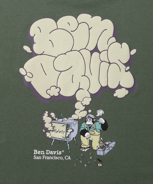 BEN DAVIS（ベンデイビス）の「【BENDAVIS別注】j.n.r.d/ブローキンTV Tシャツ（Tシャツ/カットソー・メンズ・ホワイト/チャコールグレー/カーキ・LL/M/L）」の11枚目の写真