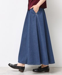 【ウエストゴム・洗える】ライトオンスデニムフレアスカート