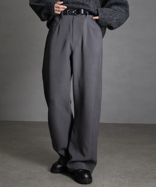 welise/ウェライズ】ドレープツイルTR 立体裁断フレアカーブスラックス