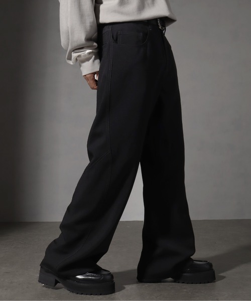 welise/ウェライズ】ドレープツイルTR 立体裁断フレアカーブスラックス