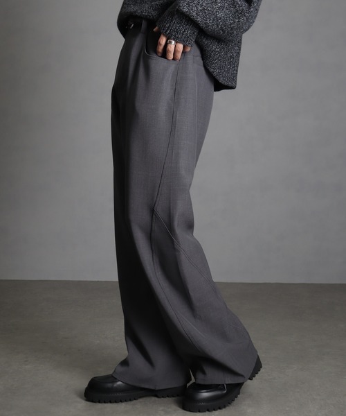 welise（ウェライズ）の「【welise/ウェライズ】ドレープツイルTR 立体裁断スリムフレアスラックス（スラックス・メンズ・ブラック/ブラウン系その他/グレー・S/M/L）」の7枚目の写真