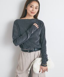 un dix cors（アンディコール）の「《さりげない透け感》シアーベロアオフショルタックプルオーバー（Tシャツ/カットソー）」