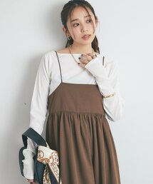 un dix cors | 《さりげない透け感》シアーベロアオフショルタックプルオーバー(Tシャツ/カットソー)