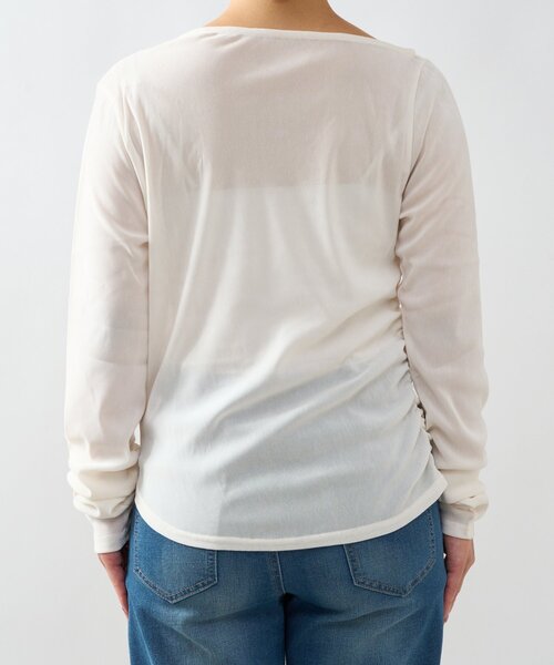 un dix cors(アンディコール)の「《さりげない透け感》シアーベロアオフショルタックプルオーバー(Tシャツ/カットソー・レディース・チャコールグレー/アイボリー/ブラック・FREE)」の20枚目の写真
