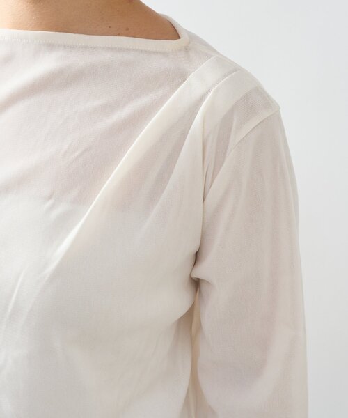 un dix cors(アンディコール)の「《さりげない透け感》シアーベロアオフショルタックプルオーバー(Tシャツ/カットソー・レディース・チャコールグレー/アイボリー/ブラック・FREE)」の19枚目の写真