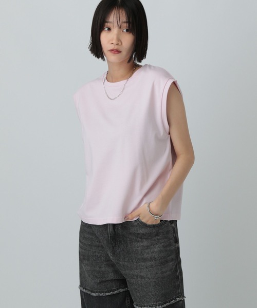 LOWRYS FARM(ローリーズファーム)の「ベーシックノースリーブ 580987(Tシャツ/カットソー・レディース・オフホワイト/ブラック/ピンク・FREE)」の3枚目の写真