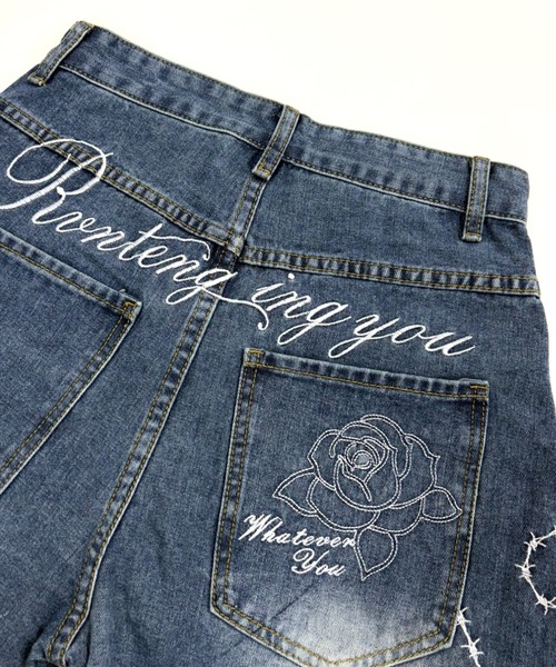SHEENA(シーナ)の「バックローズ刺繍ロゴカーブワイドデニムパンツ(デニムパンツ・レディース・ブルー/インディゴブルー・S/M/L)」の6枚目の写真