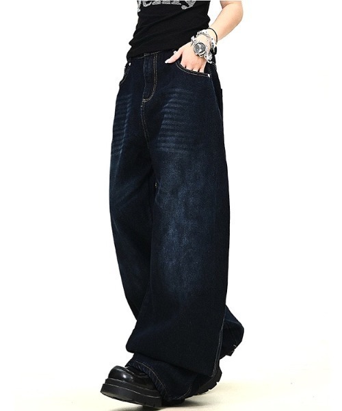 SHEENA(シーナ)の「バックローズ刺繍ロゴカーブワイドデニムパンツ(デニムパンツ・レディース・ブルー/インディゴブルー・S/M/L)」の13枚目の写真