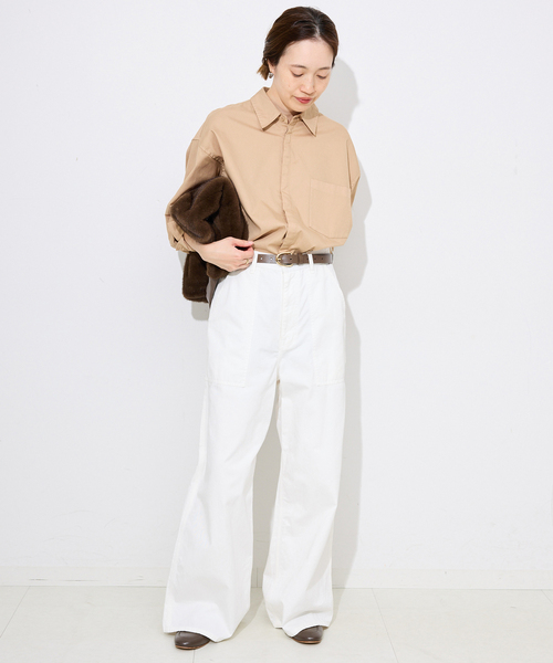 SLOBE IENA(スローブイエナ)の「ファインOXルーズフィットシャツ(シャツ/ブラウス・レディース・ピンク系その他/ブルー/ベージュ・FREE)」の5枚目の写真