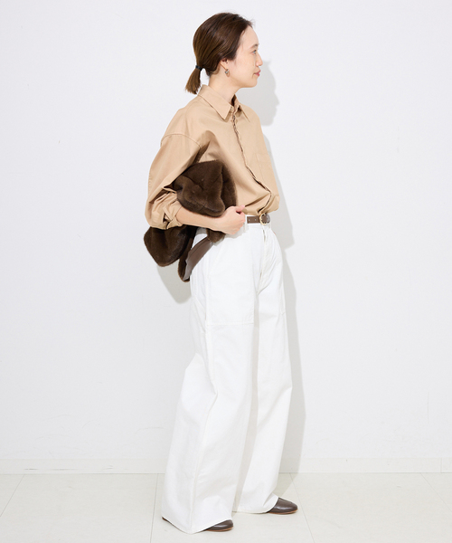SLOBE IENA(スローブイエナ)の「ファインOXルーズフィットシャツ(シャツ/ブラウス・レディース・ピンク系その他/ブルー/ベージュ・FREE)」の6枚目の写真