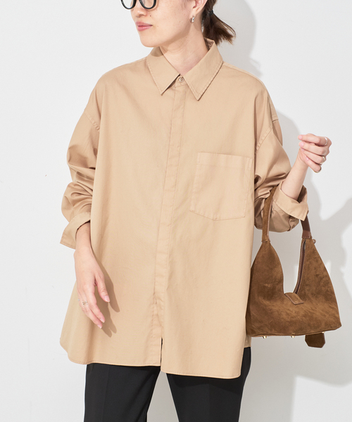 SLOBE IENA(スローブイエナ)の「ファインOXルーズフィットシャツ(シャツ/ブラウス・レディース・ピンク系その他/ブルー/ベージュ・FREE)」の14枚目の写真