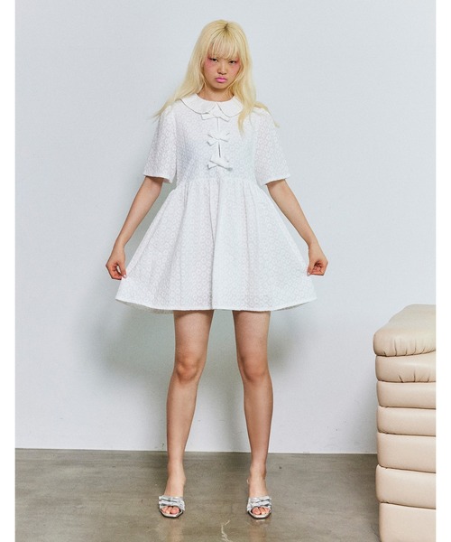 Little sunny bite(リトルサニーバイト)の「《little sunny bite》star mini dress(ワンピース・レディース・ホワイト/ブラック/ピンク・SMALL/MEDIUM)」の1枚目の写真