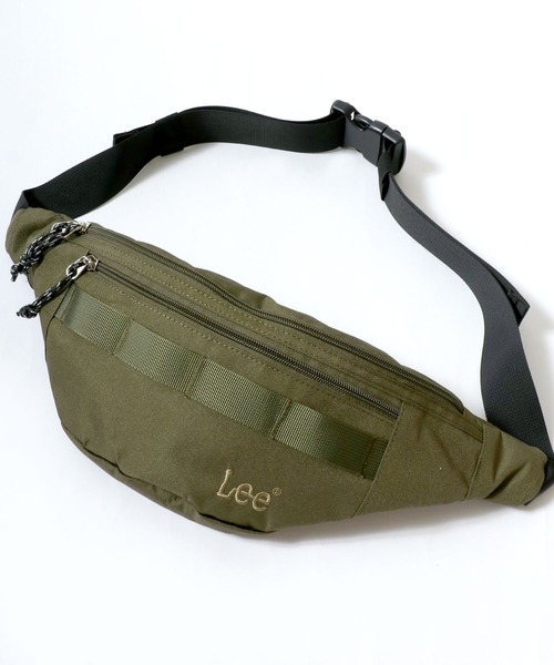 Lee（リー）の「Lee/リー 撥水 ロゴ ワンポイント刺繍 テープ付き ウエストバッグ/ボディバッグ/レディース メンズ（ボディバッグ/ウエストポーチ・レディース・グレー/ブラック/カーキ/ベージュ・FREE）」の4枚目の写真