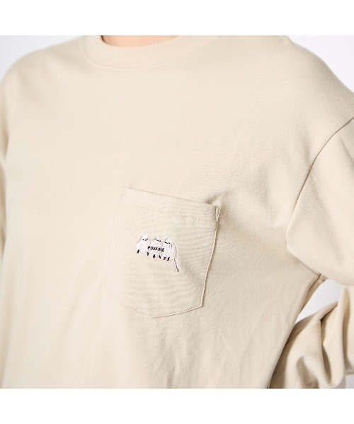 Foxfire（フォックスファイヤー）の「ＴＣシマエナガポケットＴ　Ｌ／Ｓ（Tシャツ/カットソー・レディース・オフホワイト/レッド/サンドグレー/チャコール・L/M）」の6枚目の写真