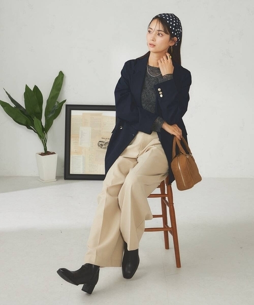 a.v.v（アーヴェヴェ）の「ボウタイスカーフシュシュセット（ストール/ショール・レディース・ネイビー/ブラウン・38）」の10枚目の写真